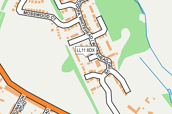 LL11 6DX map - OS OpenMap – Local (Ordnance Survey)