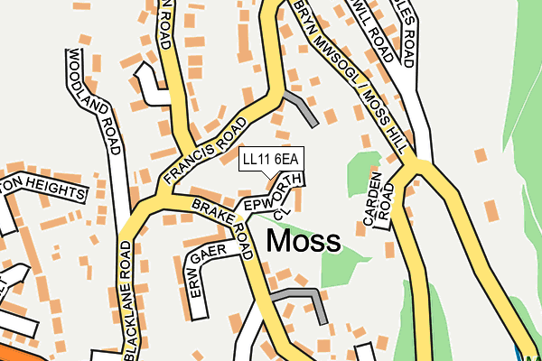LL11 6EA map - OS OpenMap – Local (Ordnance Survey)