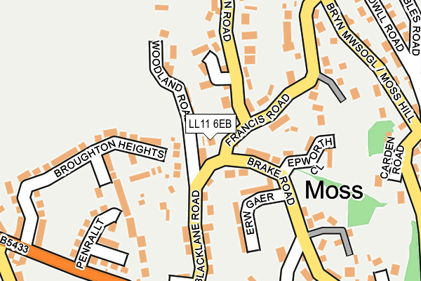 LL11 6EB map - OS OpenMap – Local (Ordnance Survey)