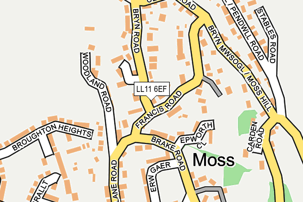 LL11 6EF map - OS OpenMap – Local (Ordnance Survey)