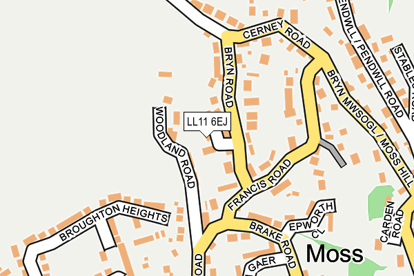 LL11 6EJ map - OS OpenMap – Local (Ordnance Survey)