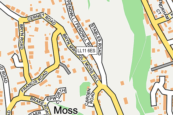 LL11 6ES map - OS OpenMap – Local (Ordnance Survey)
