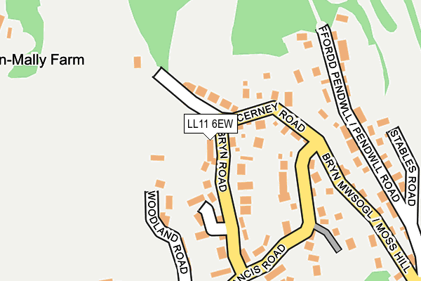 LL11 6EW map - OS OpenMap – Local (Ordnance Survey)
