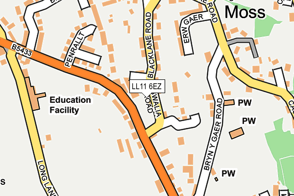 LL11 6EZ map - OS OpenMap – Local (Ordnance Survey)