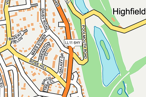 LL11 6HY map - OS OpenMap – Local (Ordnance Survey)
