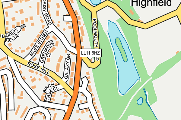 LL11 6HZ map - OS OpenMap – Local (Ordnance Survey)