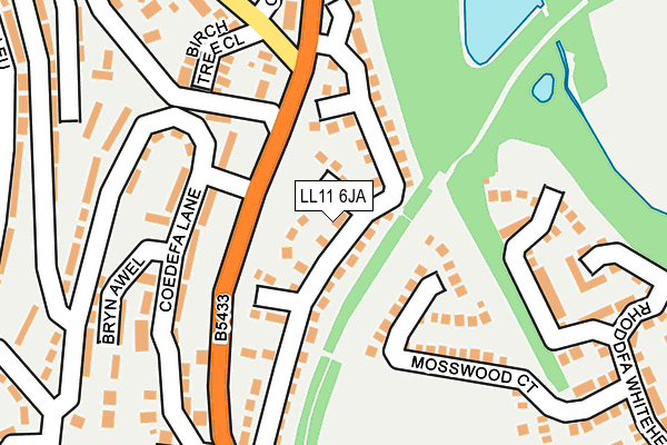 LL11 6JA map - OS OpenMap – Local (Ordnance Survey)