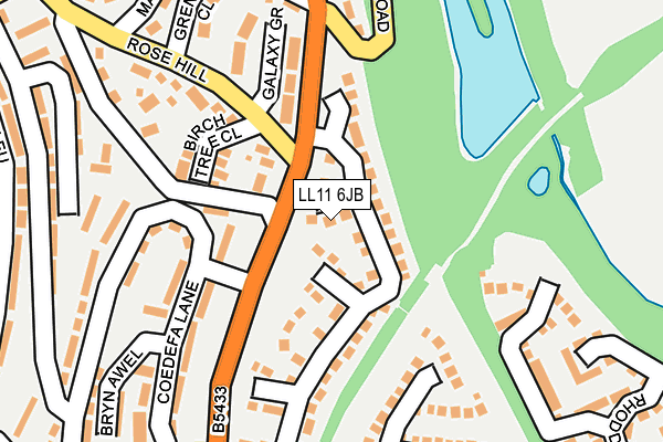 LL11 6JB map - OS OpenMap – Local (Ordnance Survey)
