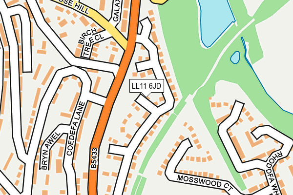 LL11 6JD map - OS OpenMap – Local (Ordnance Survey)
