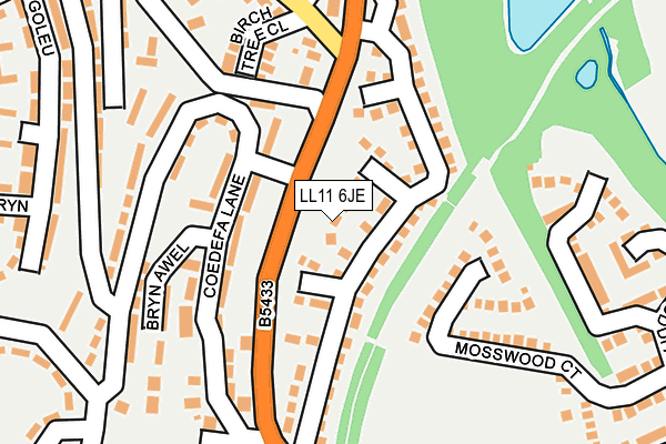 LL11 6JE map - OS OpenMap – Local (Ordnance Survey)