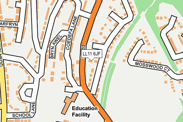 LL11 6JF map - OS OpenMap – Local (Ordnance Survey)