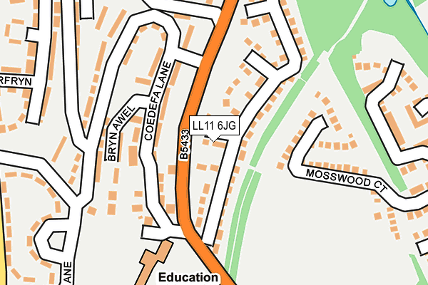 LL11 6JG map - OS OpenMap – Local (Ordnance Survey)