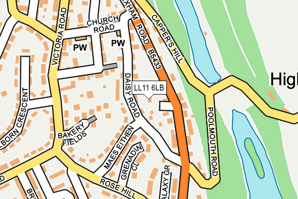 LL11 6LB map - OS OpenMap – Local (Ordnance Survey)