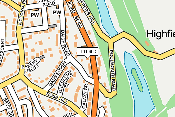 LL11 6LD map - OS OpenMap – Local (Ordnance Survey)