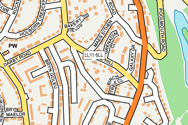 LL11 6LL map - OS OpenMap – Local (Ordnance Survey)