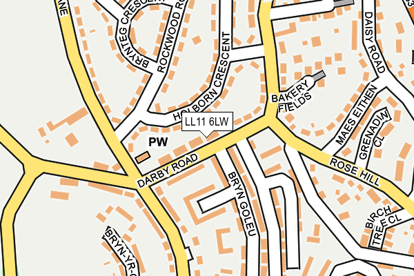 LL11 6LW map - OS OpenMap – Local (Ordnance Survey)
