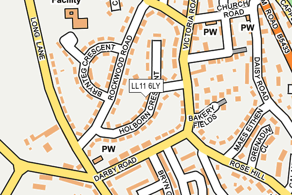 LL11 6LY map - OS OpenMap – Local (Ordnance Survey)