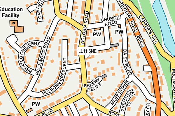 LL11 6NE map - OS OpenMap – Local (Ordnance Survey)