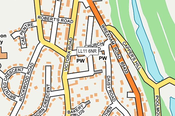 LL11 6NR map - OS OpenMap – Local (Ordnance Survey)