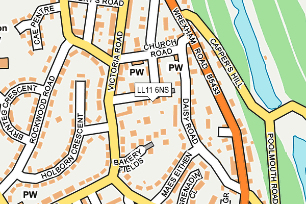 LL11 6NS map - OS OpenMap – Local (Ordnance Survey)