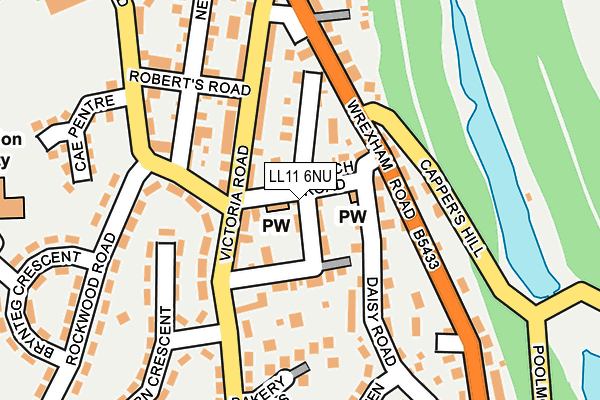 LL11 6NU map - OS OpenMap – Local (Ordnance Survey)