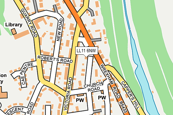 LL11 6NW map - OS OpenMap – Local (Ordnance Survey)