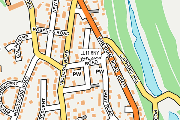 LL11 6NY map - OS OpenMap – Local (Ordnance Survey)