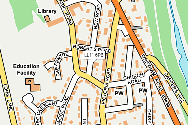 LL11 6PB map - OS OpenMap – Local (Ordnance Survey)