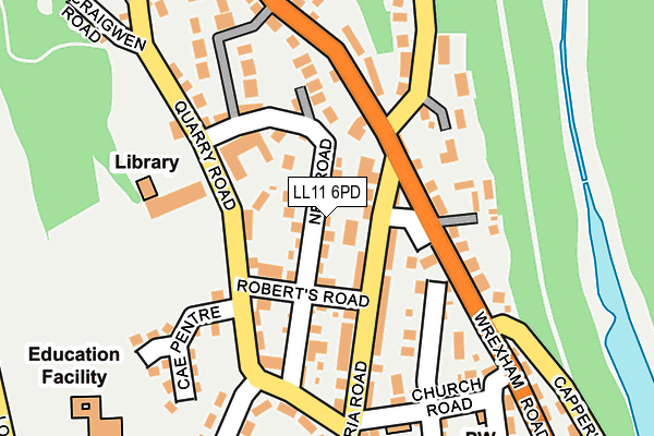 LL11 6PD map - OS OpenMap – Local (Ordnance Survey)