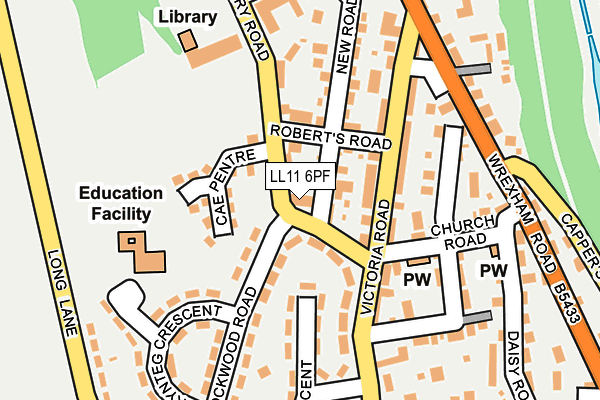 LL11 6PF map - OS OpenMap – Local (Ordnance Survey)