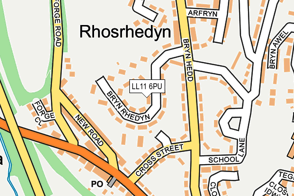 LL11 6PU map - OS OpenMap – Local (Ordnance Survey)