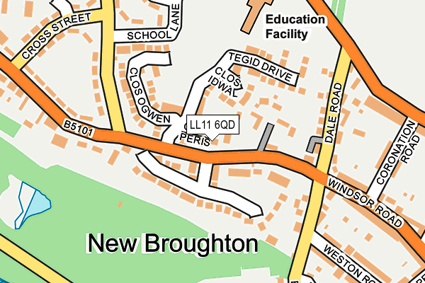 LL11 6QD map - OS OpenMap – Local (Ordnance Survey)