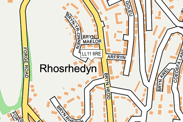 LL11 6RE map - OS OpenMap – Local (Ordnance Survey)