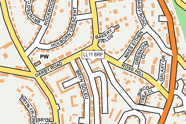 LL11 6RP map - OS OpenMap – Local (Ordnance Survey)