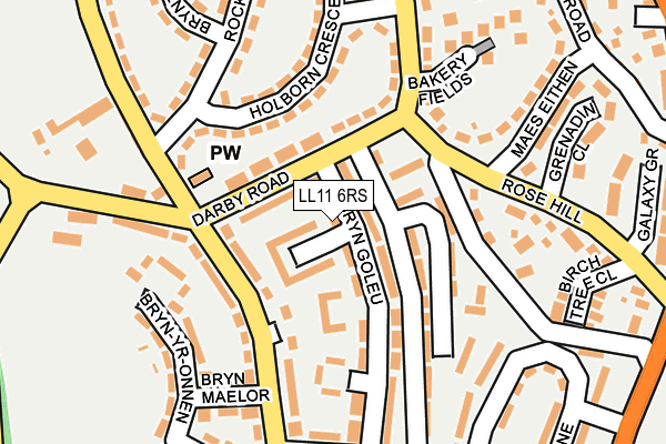 LL11 6RS map - OS OpenMap – Local (Ordnance Survey)
