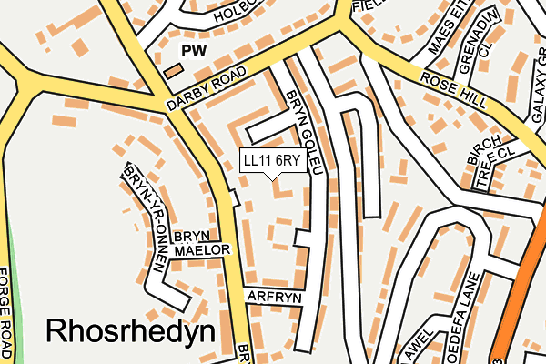 LL11 6RY map - OS OpenMap – Local (Ordnance Survey)