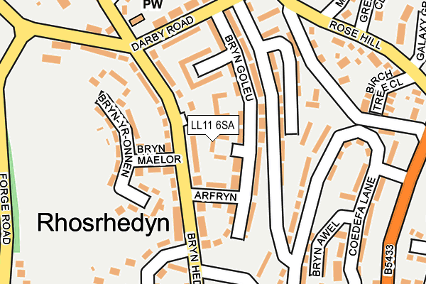 LL11 6SA map - OS OpenMap – Local (Ordnance Survey)