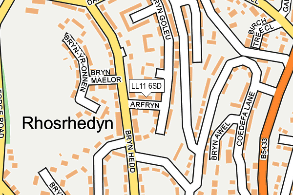 LL11 6SD map - OS OpenMap – Local (Ordnance Survey)