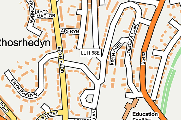 LL11 6SE map - OS OpenMap – Local (Ordnance Survey)