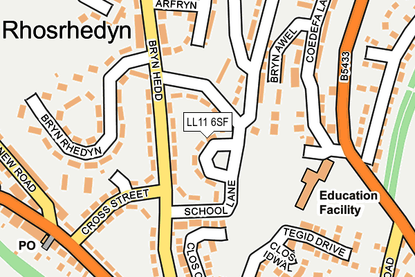 LL11 6SF map - OS OpenMap – Local (Ordnance Survey)