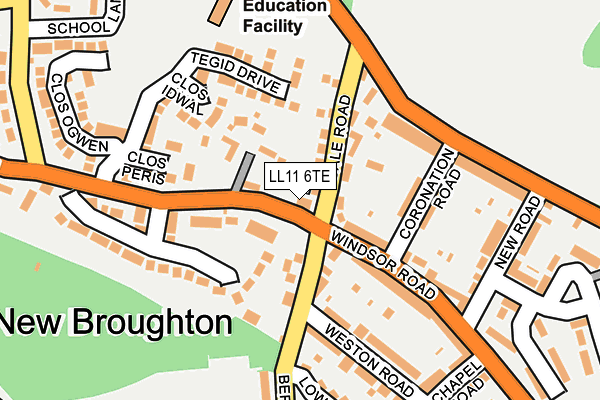 LL11 6TE map - OS OpenMap – Local (Ordnance Survey)