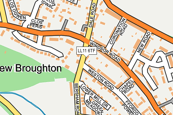 LL11 6TF map - OS OpenMap – Local (Ordnance Survey)