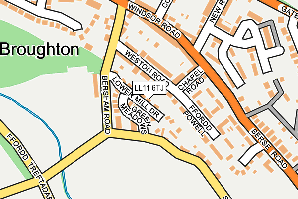 LL11 6TJ map - OS OpenMap – Local (Ordnance Survey)