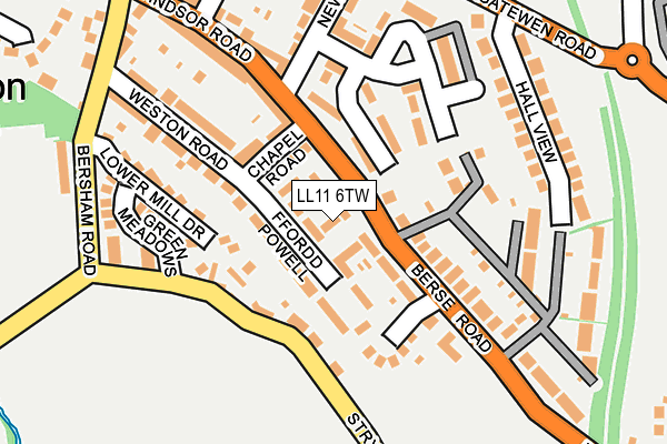 LL11 6TW map - OS OpenMap – Local (Ordnance Survey)