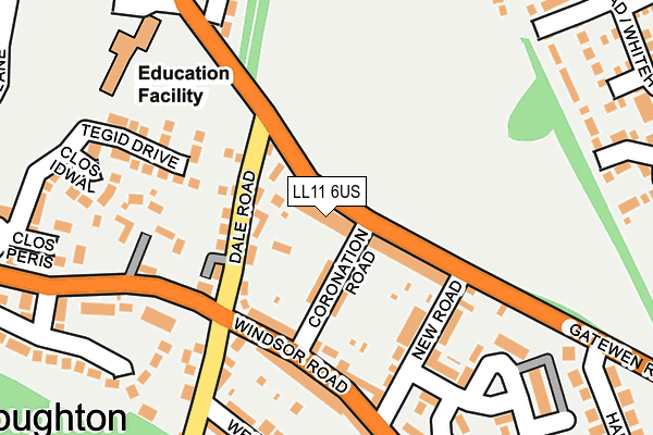 LL11 6US map - OS OpenMap – Local (Ordnance Survey)