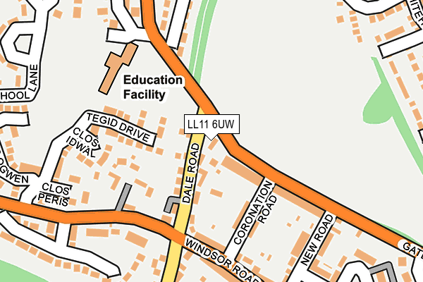 LL11 6UW map - OS OpenMap – Local (Ordnance Survey)