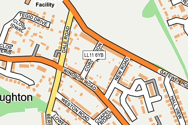 LL11 6YB map - OS OpenMap – Local (Ordnance Survey)
