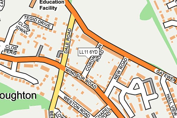 LL11 6YD map - OS OpenMap – Local (Ordnance Survey)