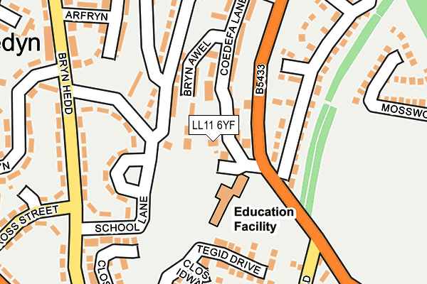 LL11 6YF map - OS OpenMap – Local (Ordnance Survey)