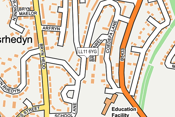 LL11 6YG map - OS OpenMap – Local (Ordnance Survey)